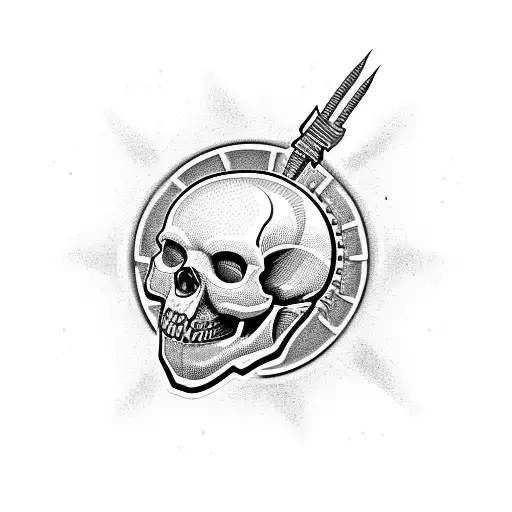 An intricate tattoo of an electrician's tools forming a skull shape, with money symbols incorporated in the design tattoo design idea