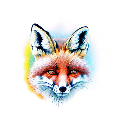 fox with nine tail tattoo design idea