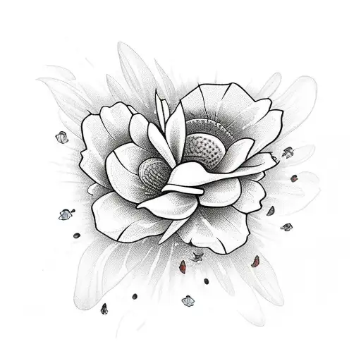 flower with humming birds, bees and butterflies tattoo design idea