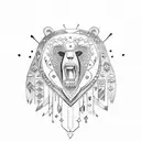 A tribe chieftain leading a procession of bears tattoo design idea