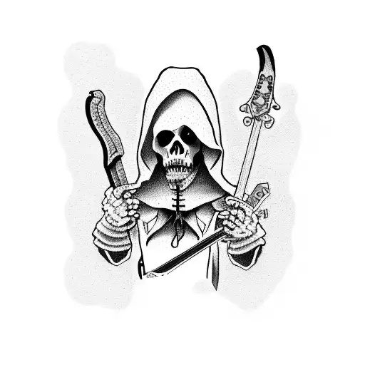 Cowboy grim reaper with a guitar tattoo design idea