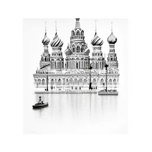 A silhouette of St. Petersburg's iconic architecture with a hip hop twist tattoo design idea