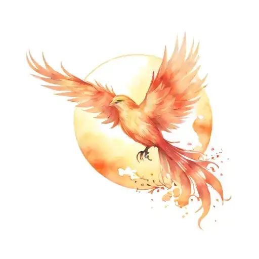 firebird and sunset sky tattoo design idea
