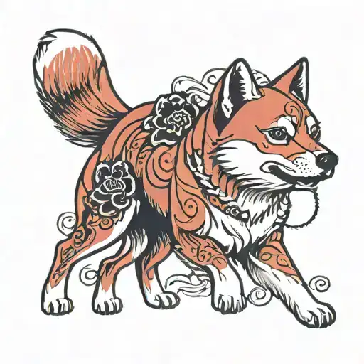 shiba inu red dog tattoo design idea
