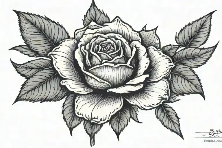 rose with stem tattoo design idea