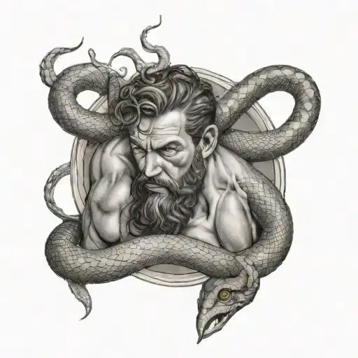 hercules vs snake tattoo design idea