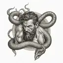hercules vs snake tattoo design idea