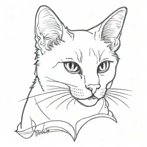 tribute tattoo for cat in the same style as Miley Cyrus's tattoo for her dog, Floyd tattoo design idea