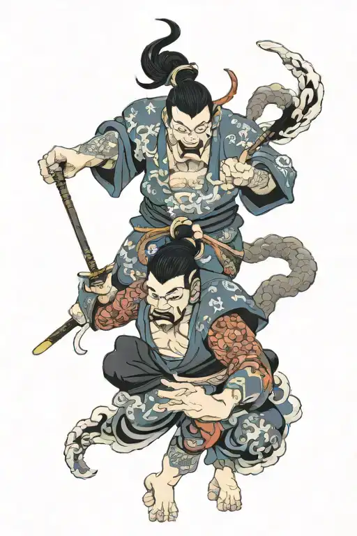 Raijin and Fujin tattoo design idea