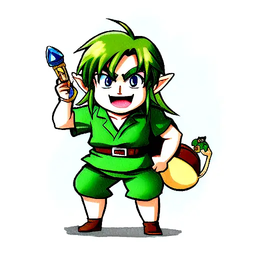 toad dressed as link from legend of zelda tattoo design idea