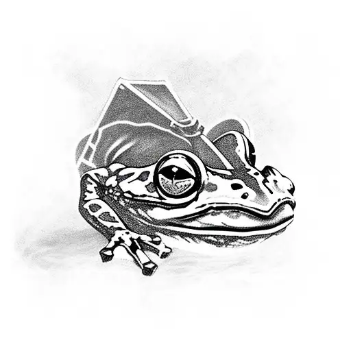 frog with legend of Zelda Link clothes and sword tattoo design idea