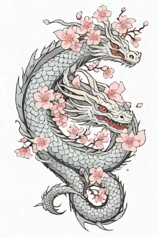 Haku dragon spirited away cherry blossoms  tattoo design idea