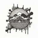 dripping lines forming sun rays beaming tattoo design idea