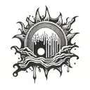 dripping lines forming sun rays beaming tattoo design idea