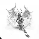 devil killing an angel tattoo design idea