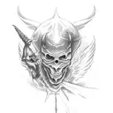 devil killing an angel tattoo design idea