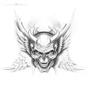 devil killing angel tattoo design idea
