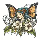 A neotraditional tattoo of a virgo constellation intertwined with a garland of garlic bulbs and flowers, symbolizing growth and healing tattoo design idea