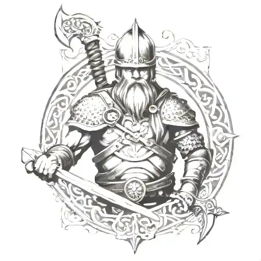 rune viking warrior tattoo design idea