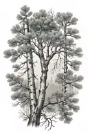aspen tree branch and pine tree branch swirling around my arm tattoo design idea