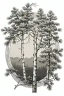 aspen tree branch and pine tree branch swirling around my arm tattoo design idea