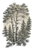 aspen tree branch and pine tree branch swirling around my arm tattoo design idea