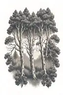 aspen tree branch and pine tree branch swirling around my arm tattoo design idea