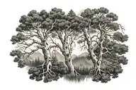 aspen tree branch and pine tree branch swirling around my arm tattoo design idea