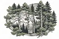 aspen tree branch and pine tree branch swirling around my arm tattoo design idea