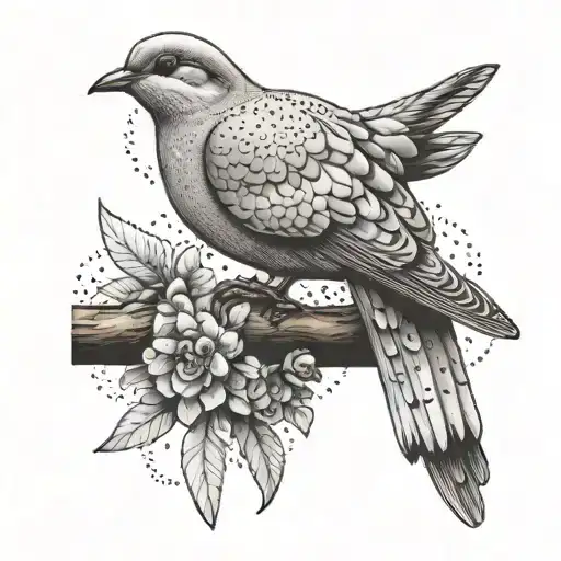mourning dove perched tattoo design idea