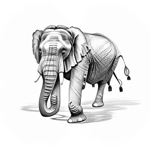 lifelike african elephant with lily flowers around its feet tattoo design idea