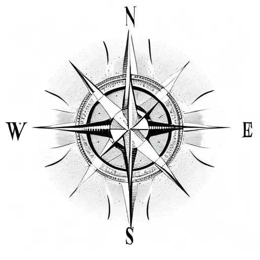compass with Christian alpha and omega symbol on the compass face tattoo design idea