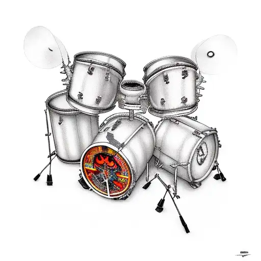 drum corps drums with my two kids tattoo design idea