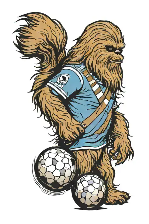 chewbacca wearing a stockport county football shirt tattoo design idea