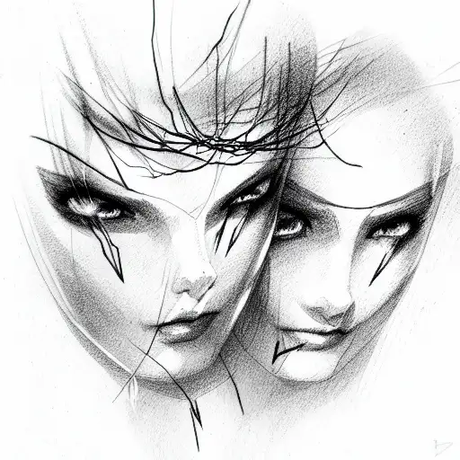 Eyes connected with each other by lightning  tattoo design idea