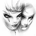 Eyes connected with each other by lightning  tattoo design idea