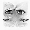 Eyes connected with each other by lightning  tattoo design idea