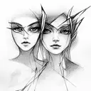 Eyes connected with each other by lightning  tattoo design idea