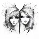 Eyes connected with each other by lightning  tattoo design idea