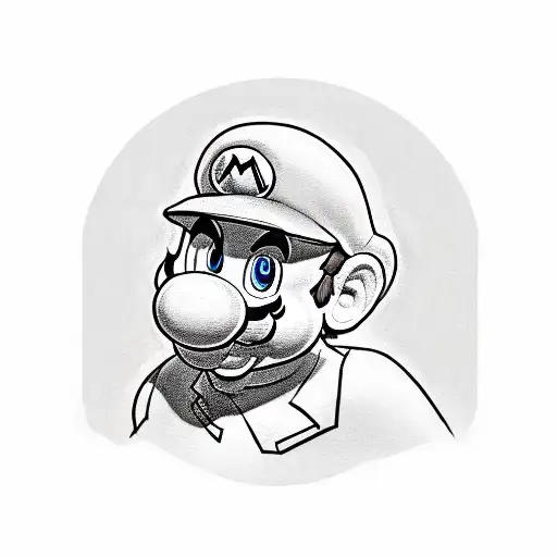 super Mario dressed in black hitting a block tattoo design idea