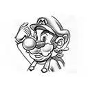 super Mario dressed in black hitting a block tattoo design idea