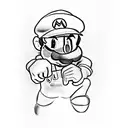 super Mario dressed in black hitting a block tattoo design idea