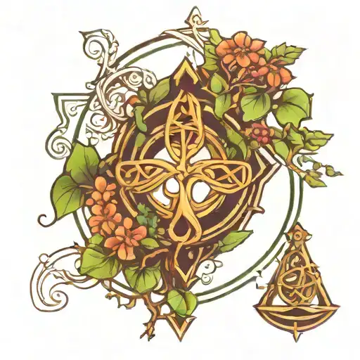 IRISH TRINITY WITH TREE GROWING ON A sketch style tattoo design idea