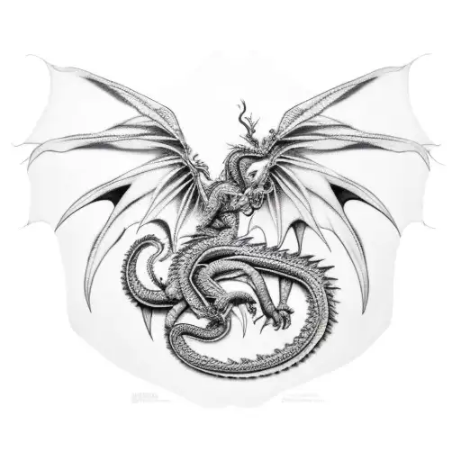 Dragon and elephant with nature angel back tattoo tattoo design idea