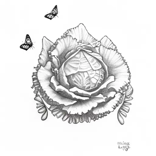 cabbage and butterfly "live laugh love" tattoo design idea