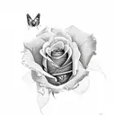 rose with butterfly that says live,laugh,love tattoo design idea
