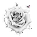 rose with butterfly that says live,laugh,love tattoo design idea