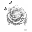 cabbage and butterfly "live laugh love" tattoo design idea