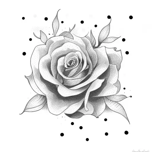 A dotwork tattoo of a bouquet of Amy Winehouse inspired flowers tattoo design idea