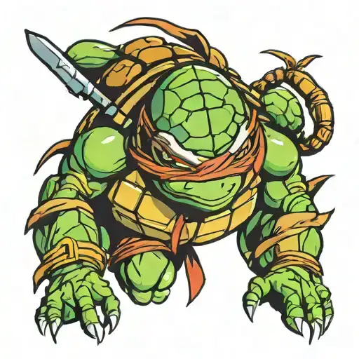 ninja turtles raphael's mask with number 23 tattoo design idea
